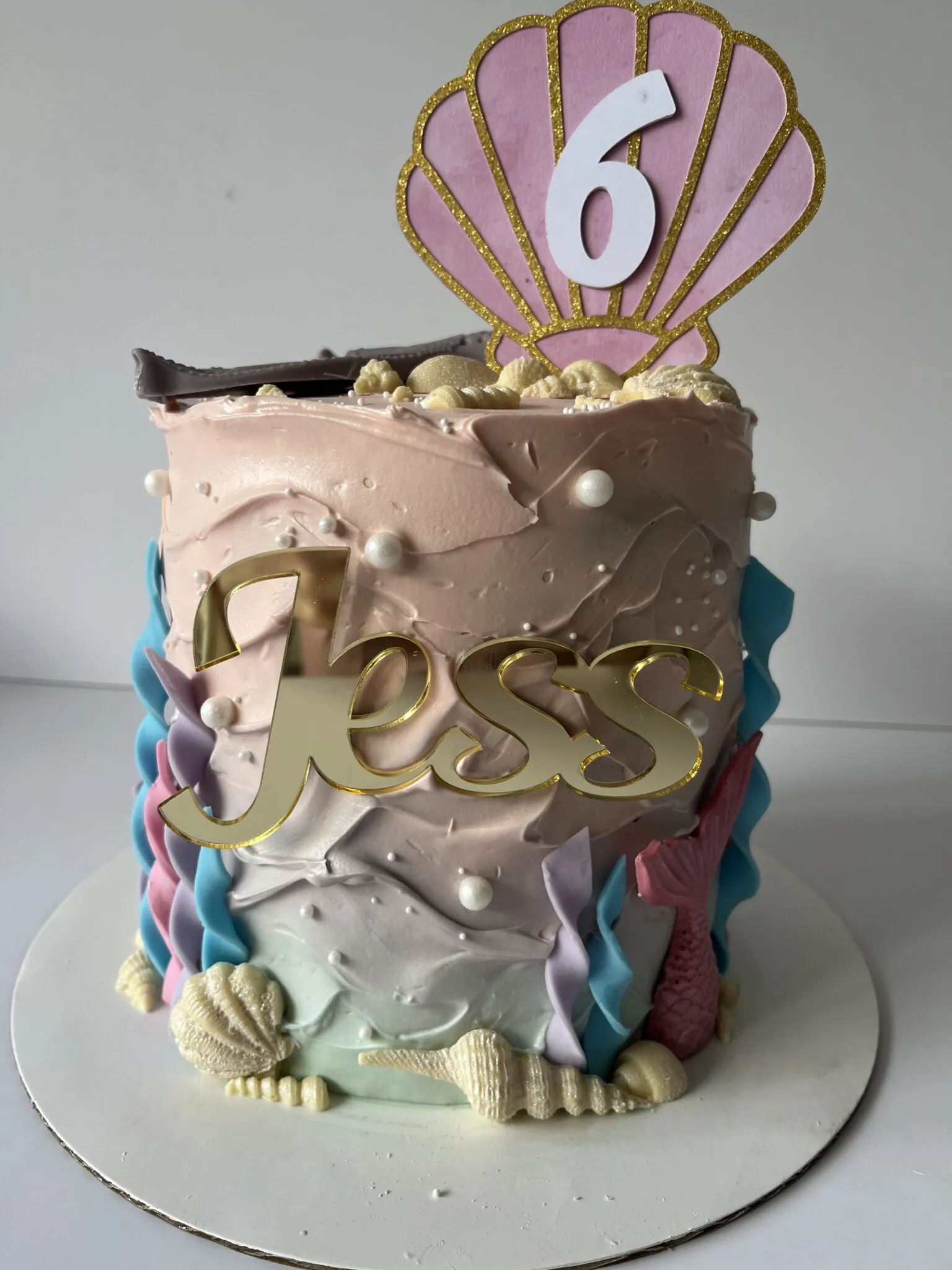 Mermaid 6th birthday cake
