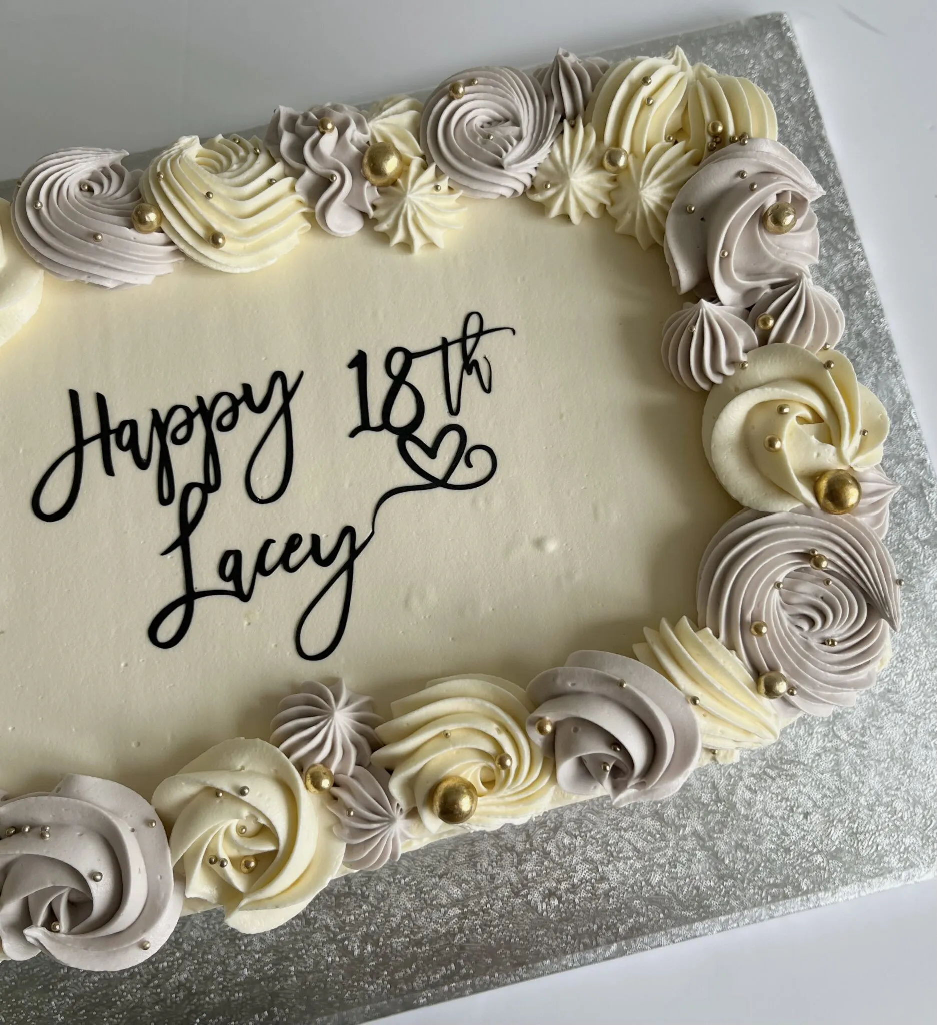 Purple and white rectangle cake